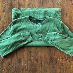 GAP Boys Green Long-Sleeve Henley Sweatshirt